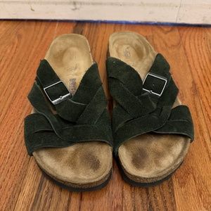 Forest Green Suede Birkenstock Sandals Size 39